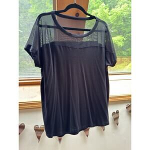 Tahari Whimsygoth Solid & Sheer Mesh Top Concert Party Club Date Night Size XL